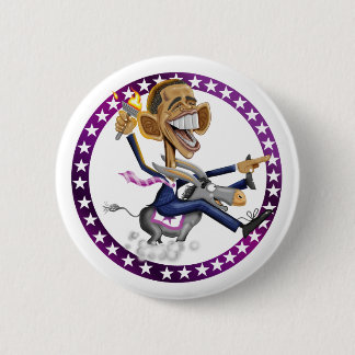 obama-donkey-white 6 cm round badge