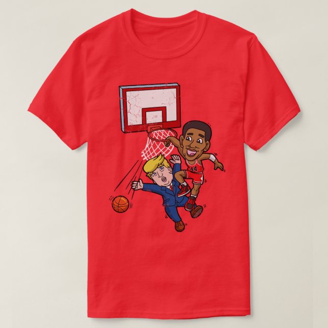 Obama Dunks On Trump T-Shirt (Design Front)