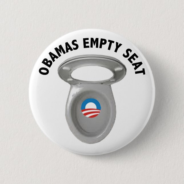 Obama Empty Chair - Toilet Seat 6 Cm Round Badge (Front)