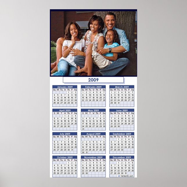 OBAMA FAMILY CALENDAR POSTER - Customised (Front)