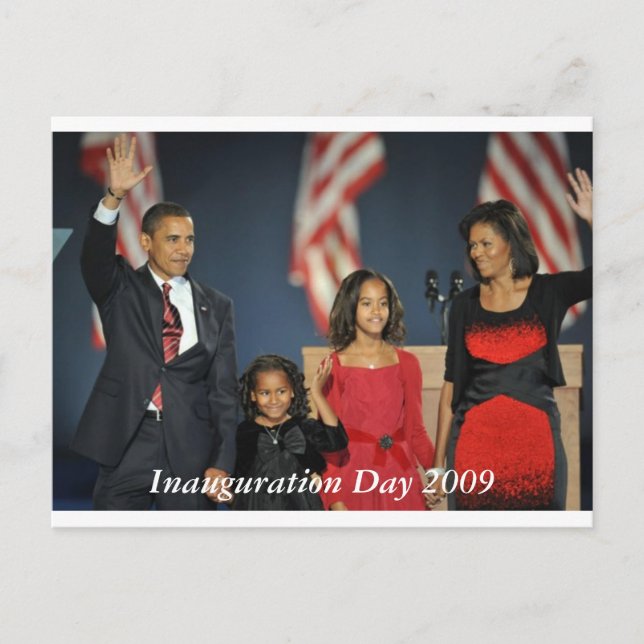 obama & Family election night  postcard (Front)