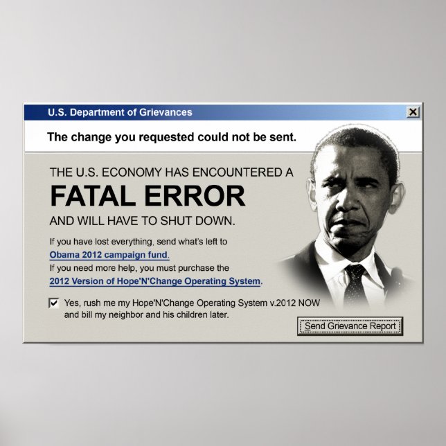 Obama - Fatal Error: Protest Poster (Front)