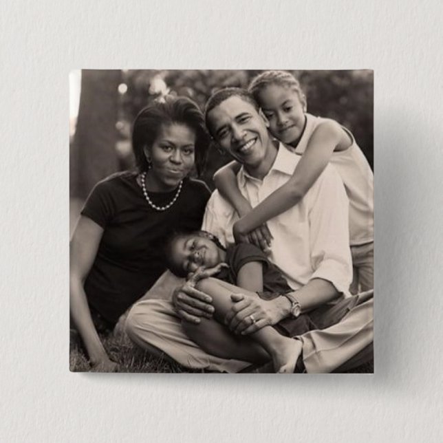 Obama-First Family 15 Cm Square Badge (Front)