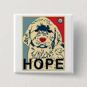 obama first puppy - hope 15 cm square badge