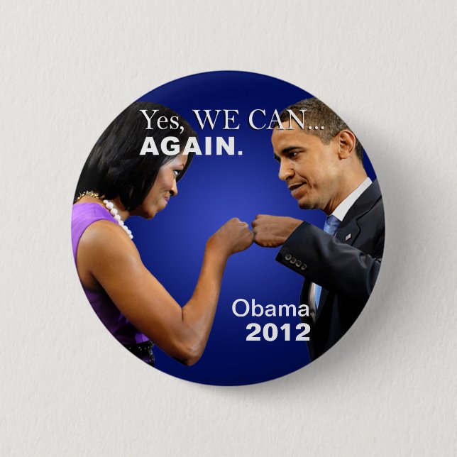 Obama Fist Bump - Yes we can, again 6 Cm Round Badge (Front)