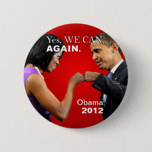 Obama Fist Bump - Yes we can, again 6 Cm Round Badge