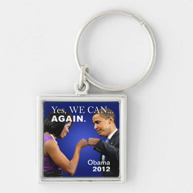 Obama Fist Bump - yes we can again Key Ring (Front)