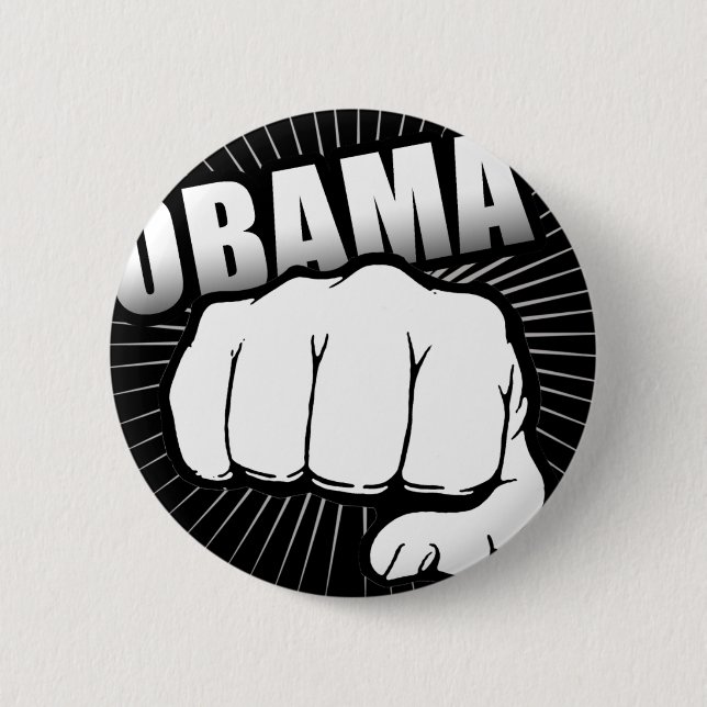 Obama fist pump 6 cm round badge (Front)
