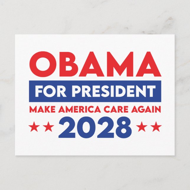 Obama For President 2028 Make America Care Again Postcard (Front)