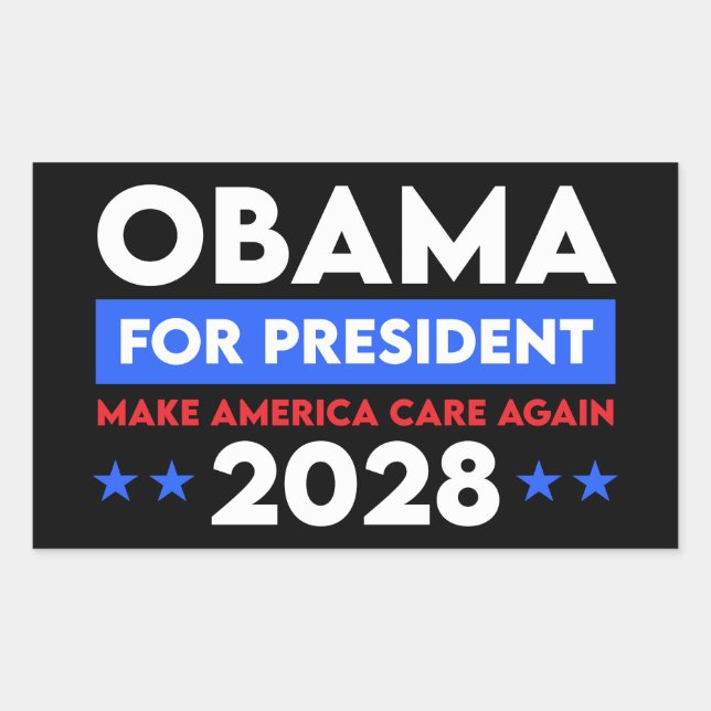 Obama For President 2028 Make America Care Again Rectangular Sticker (Front)