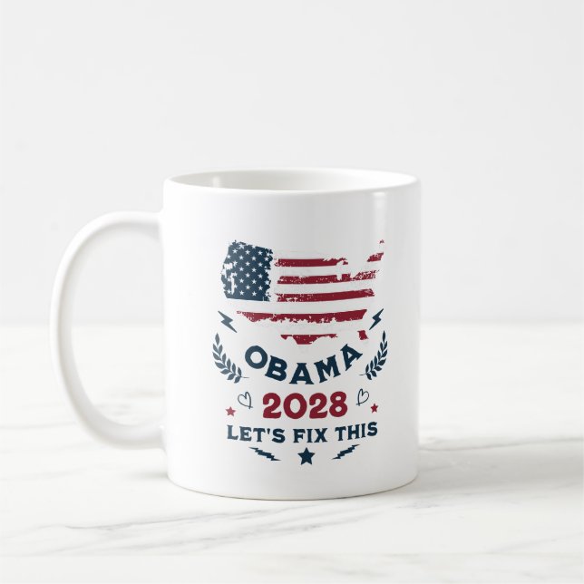 Obama For President  Obama 2028 Democracy Wins Coffee Mug (Left)