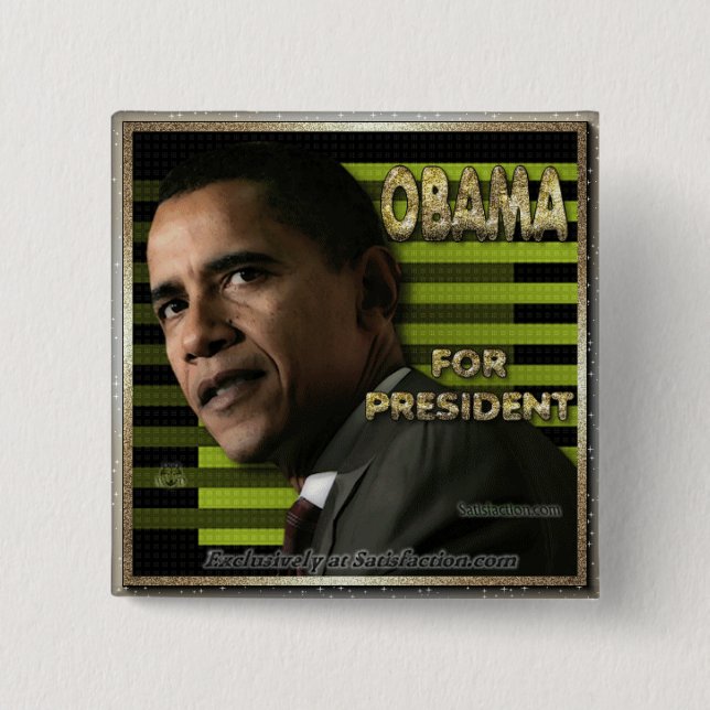 Obama for prez 15 cm square badge (Front)