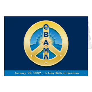 Obama GoldStar Peace, 1-20-09 Card, on Royal Blue