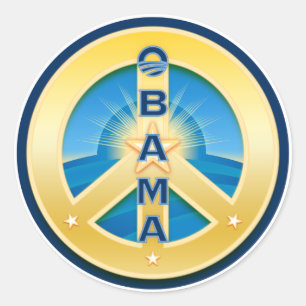 Obama GoldStar Peace Stickers, on white Classic Round Sticker