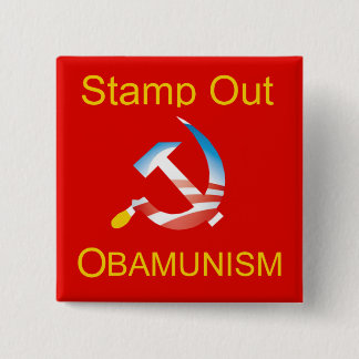 Obama Hammer and Sickle Communism Button