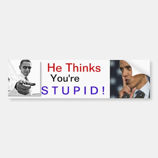 Obama:  He Thinks You're Stupid! Bumper Sticker (Front)
