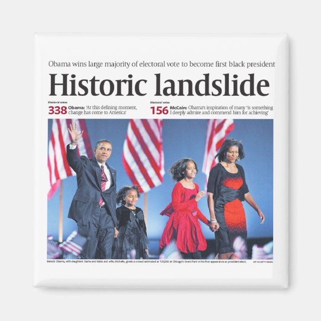 Obama: Historic Landslide Magnet (Front)