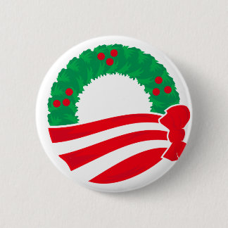 Obama Holiday Wreath 6 Cm Round Badge