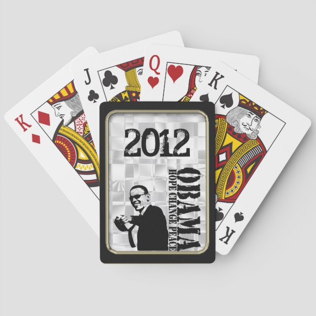 Obama Hope Change Peace  Black Frame Bicycle® Play Playing Cards (Back)