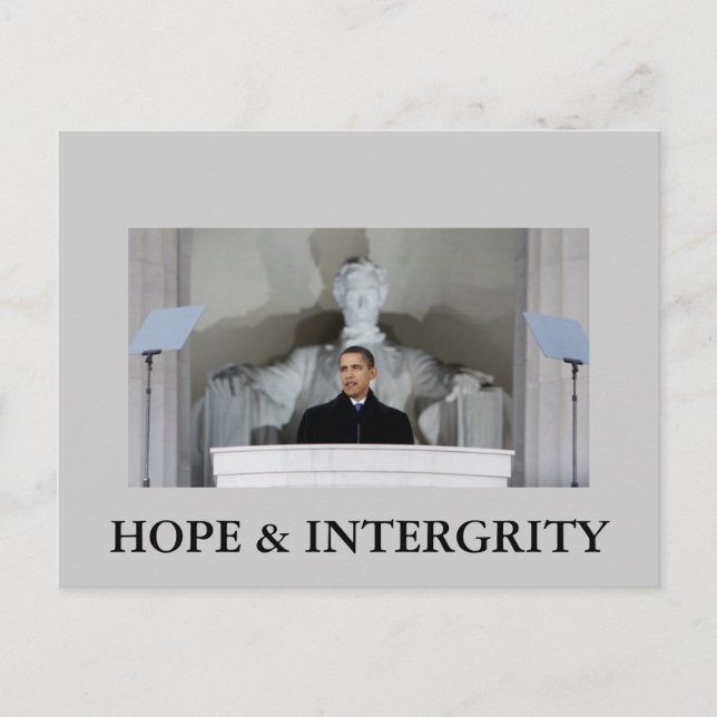 OBAMA HOPE & INTERGRITY POSTCARD (Front)