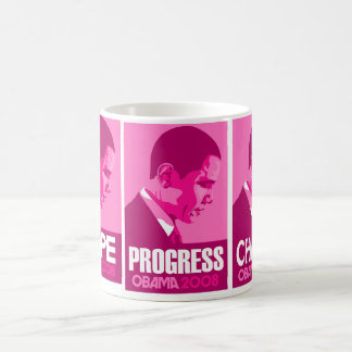 Obama - Hope, Progress, Change Dark Pink Mug