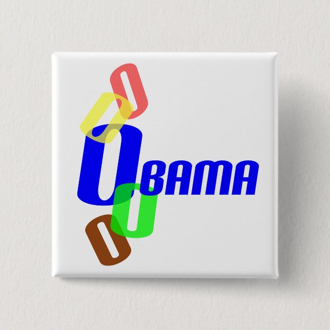 Obama in overlapping O colours Button (Front)