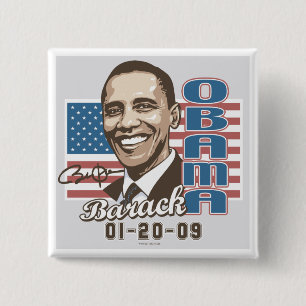 Obama Inauguration 2009 Flag Gear 15 Cm Square Badge