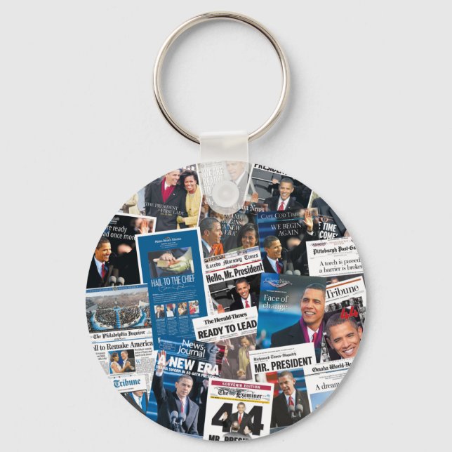 Obama Inauguration Newspaper Keychain (Front)