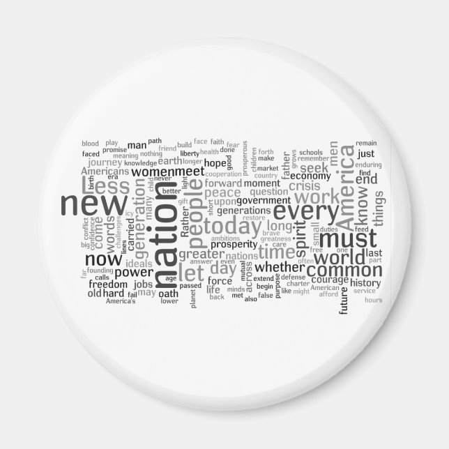 Obama Inauguration Speech Tagcloud Magnet (Front)