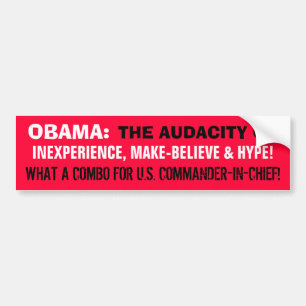 OBAMA: INEXPERIENCE, MAKE-BELIEVE & HYPE! BUMPER STICKER