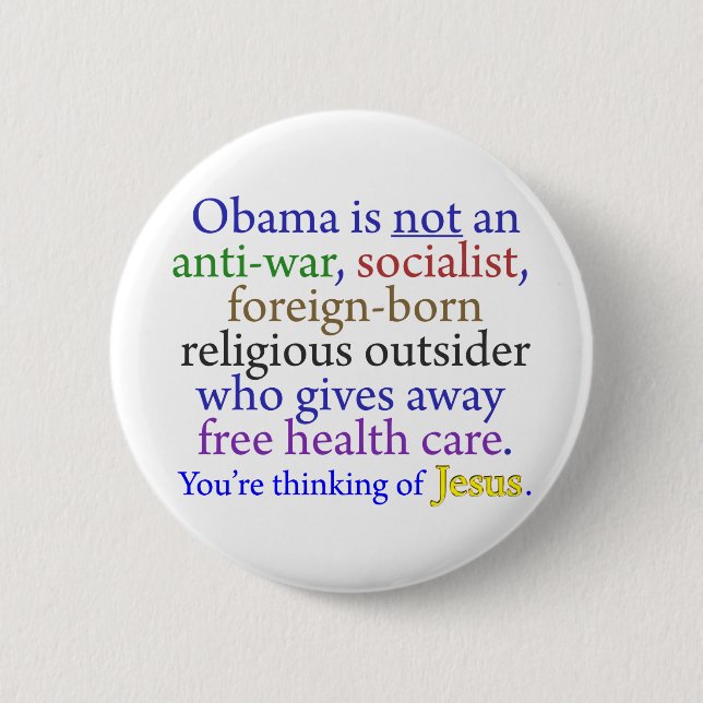 Obama & Jesus 6 Cm Round Badge (Front)