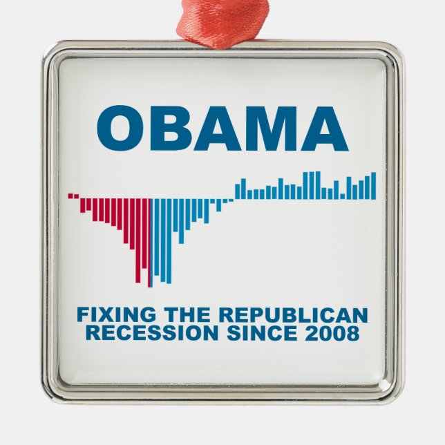 Obama Job Growth Graph Metal Tree Decoration (Front)