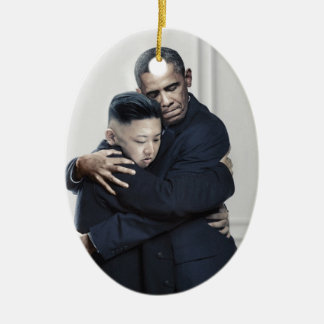 Obama Kim Jong Un North Korea Love Ceramic Tree Decoration
