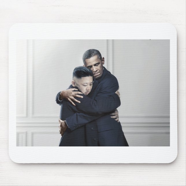 Obama Kim Jong Un North Korea Love Mouse Mat (Front)