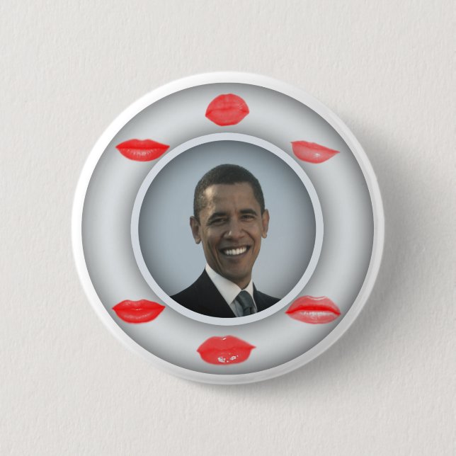 Obama Kisses 6 Cm Round Badge (Front)