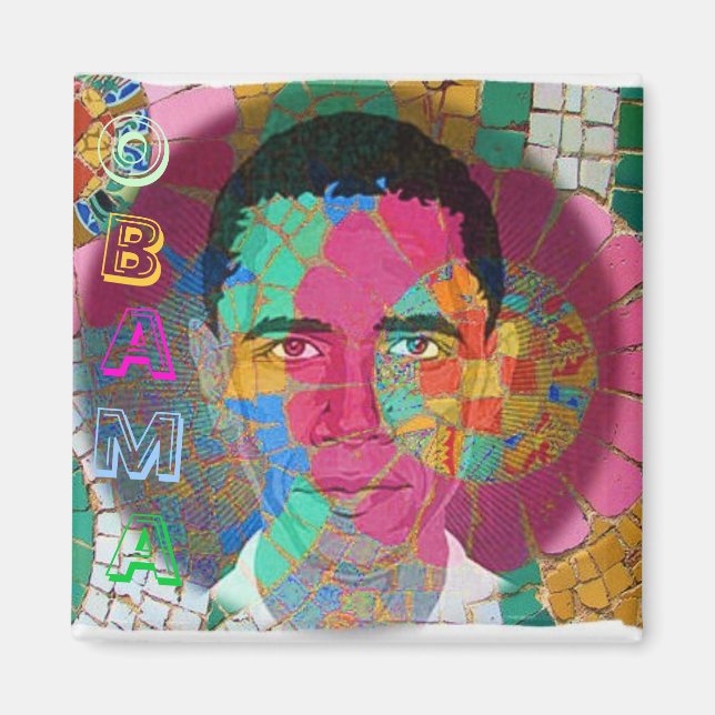 Obama Mosaic Square Magnet (Front)