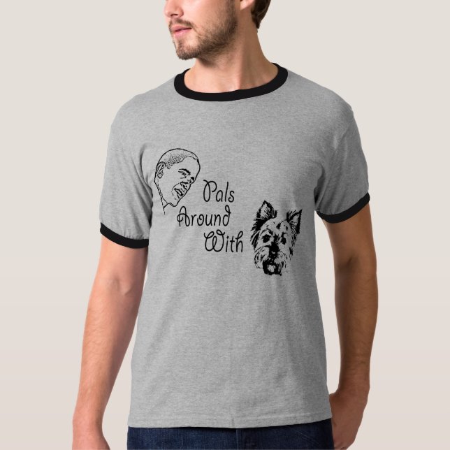 Obama Pals Around With Terriers T-Shirt (Front)