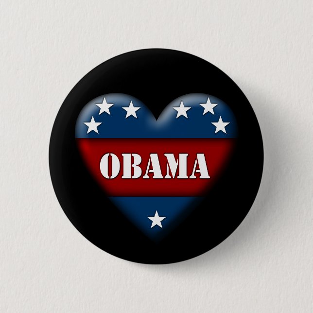 obama patriotic heart 6 cm round badge (Front)