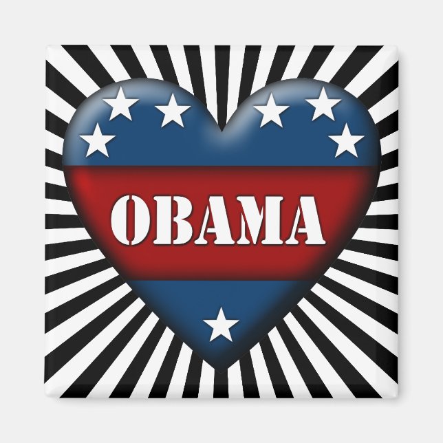 obama patriotic heart magnet (Front)