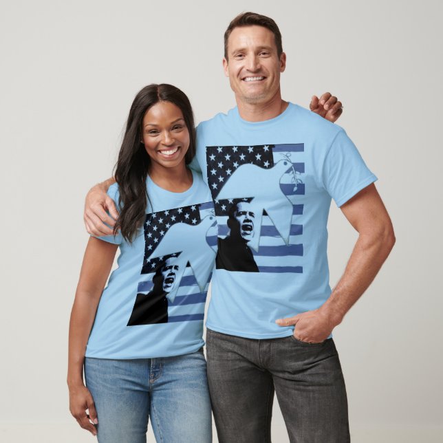 Obama Peace Dove/ Flag Long Sleeve Raglan Shirt (Unisex)