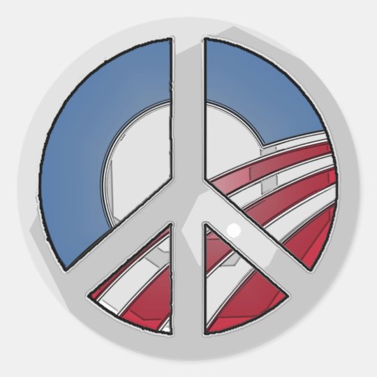Obama Peace Sign Classic Round Sticker