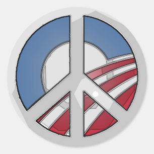 Obama Peace Sign Classic Round Sticker