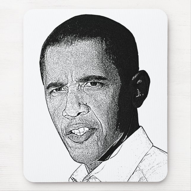 Obama Pencil Drawing Mouse Mat (Front)