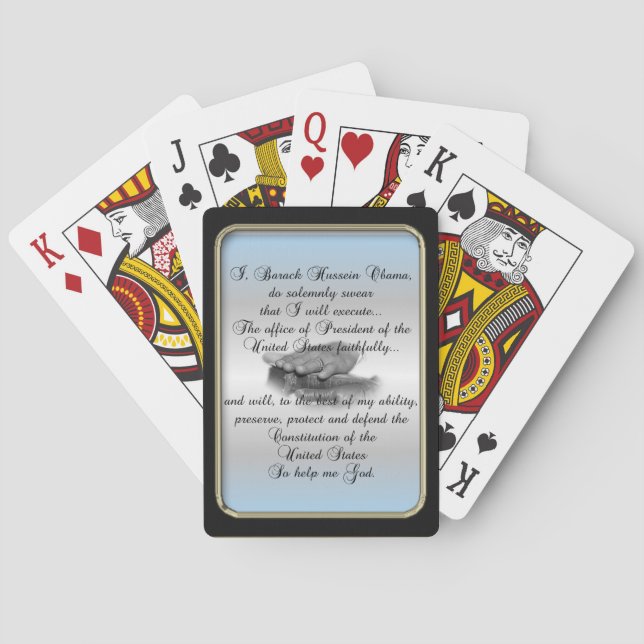 Obama Presidential Oath Black Frame Bicycle® Play Playing Cards (Back)
