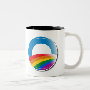 Obama Pride Button Two-Tone Coffee Mug