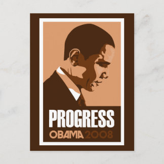 Obama - Progress Dark Brown Postcard