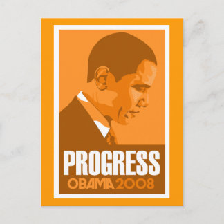 Obama - Progress Dark Orange Postcard
