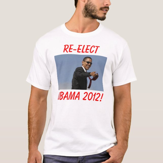 obama, RE-ELECT, OBAMA 2012! T-Shirt (Front)