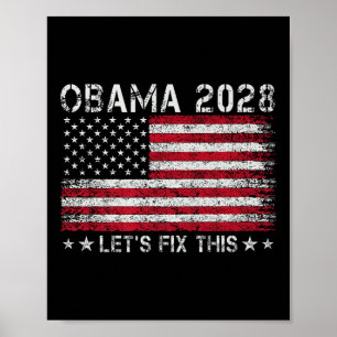Obama Retro Flag Vintage Us Patriotic 2028 Politic Poster