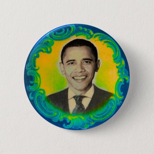 Obama Retro Neon Button (Front)